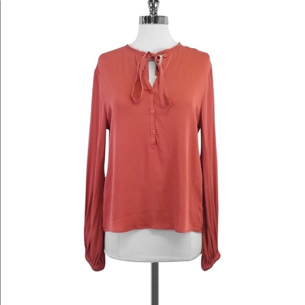 DVF | Coral Tie Neck Silk Blouse 10